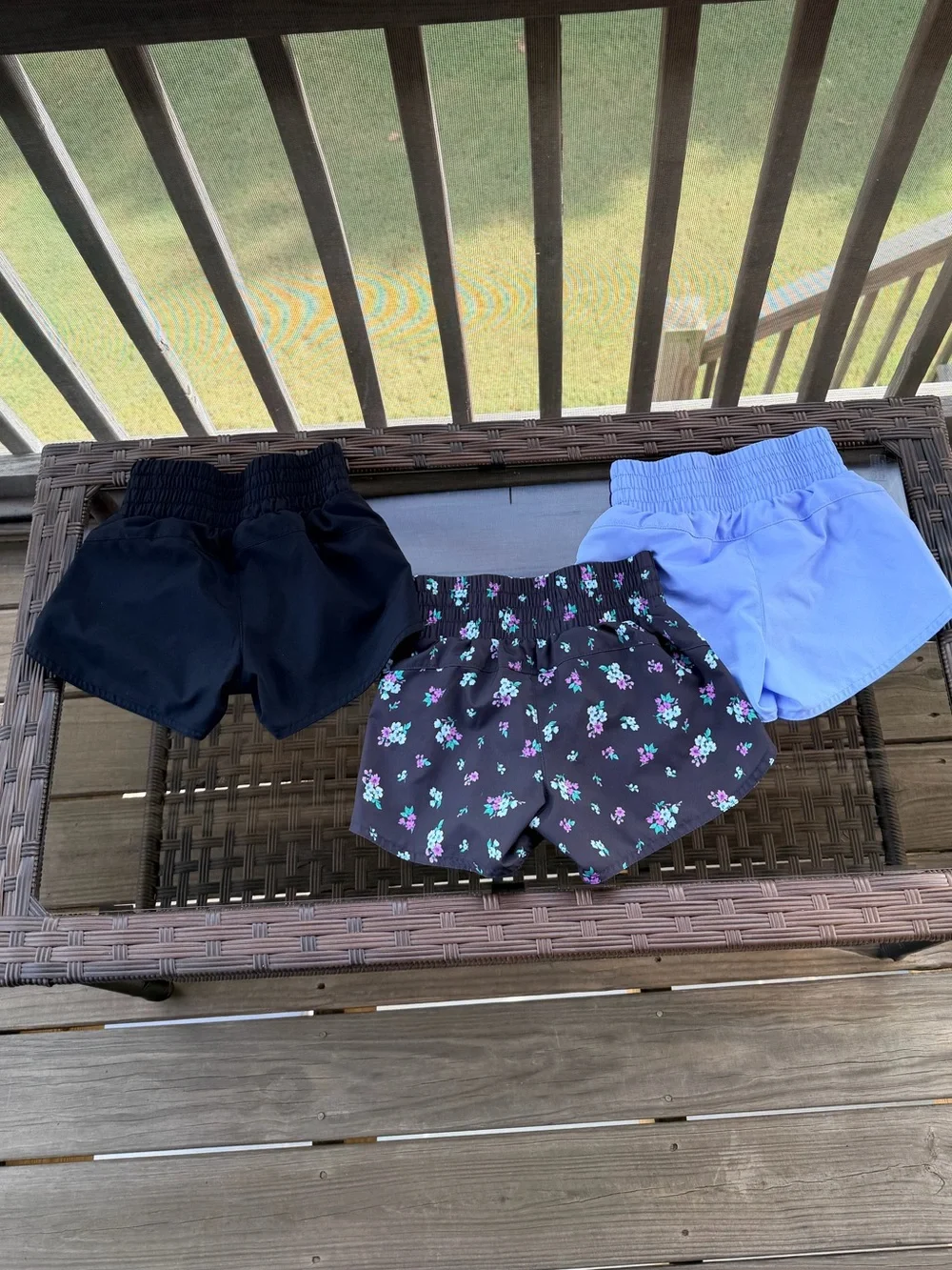Old Navy Girl’s Running Shorts Pack - Black, Floral, Light Blue Size Small